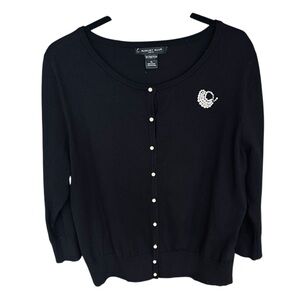 August Silk Women's Black Cardigan Sweater Size XL